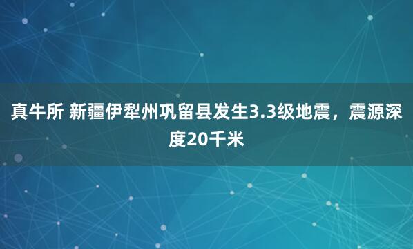 真牛所 新疆伊犁州巩留县发生3.3级地震，震源深度20千米